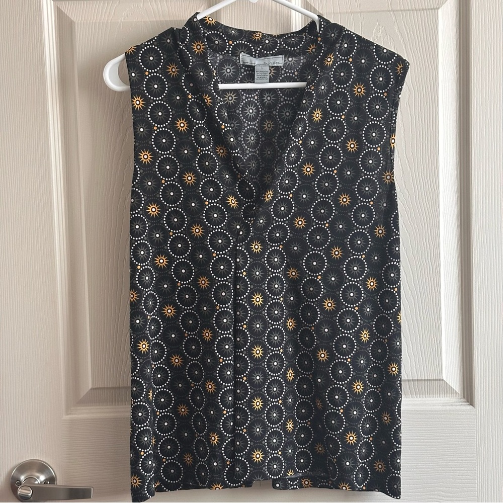 By Design Black and Gold Sun Boho Sleeveless Top Women’s Size Large